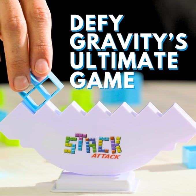 Stack Attack Tower Game, Fun Balance Games for Kids & Adults, Family Game Night Building Block and Stacking Gifts, Includes 48 Pcs & 36 Cards, Novelty Toy Gift