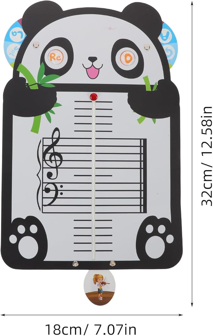 Music Note Board: Rhythm Learning Card for Music Education - Cartoon Panda Musical Note Card for Kids Beginners - Five-Line Staff Learning Tool