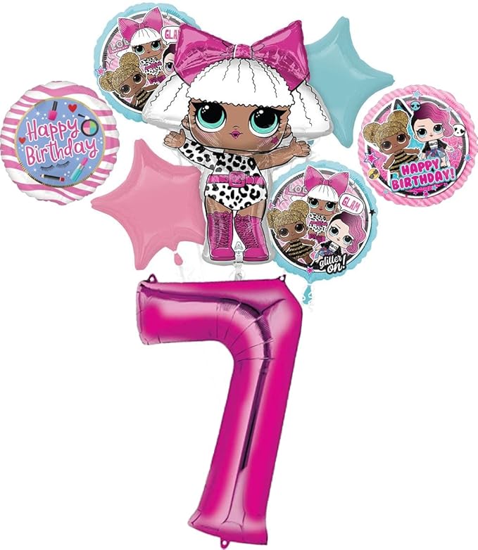 LOL Surprise 7th Birthday Party Supplies Balloon Bouquet Decorations