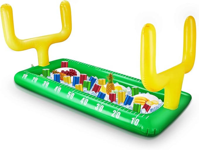 Inflatable Football Field Cooler Football Party Drink Cooler Football Party Decor Inflatable Ice Serving Bar for Game Sports Party Supplies Decorations Drink Beer Food, 53 x 28 in
