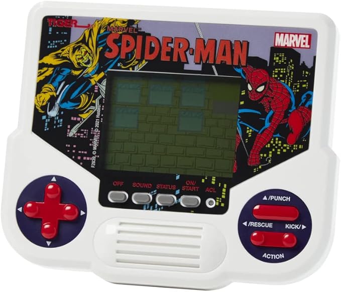 Hasbro Gaming Tiger Electronics Marvel Spider-Man Electronic LCD Video Game,Retro-Inspired 1-Player Handheld Game,Ages 8 and Up