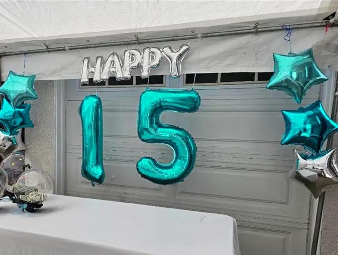 2 Numbers Balloon 40 Inch Blue-green Two Balloon Number Birthday Decor, 2nd 12 21st Party Celebration Decorations Graduations Wedding Baby Shower