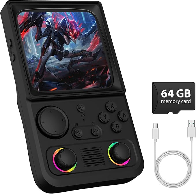 R36TMAX Retro Handheld Game Console, 4.0 Inch IPS HD Screen Retro Gaming Console, Handheld Game Console with 18000+ Classic Games, Supports WiFi Networked Fighting and OTG, Built-in 64G-Classic Black