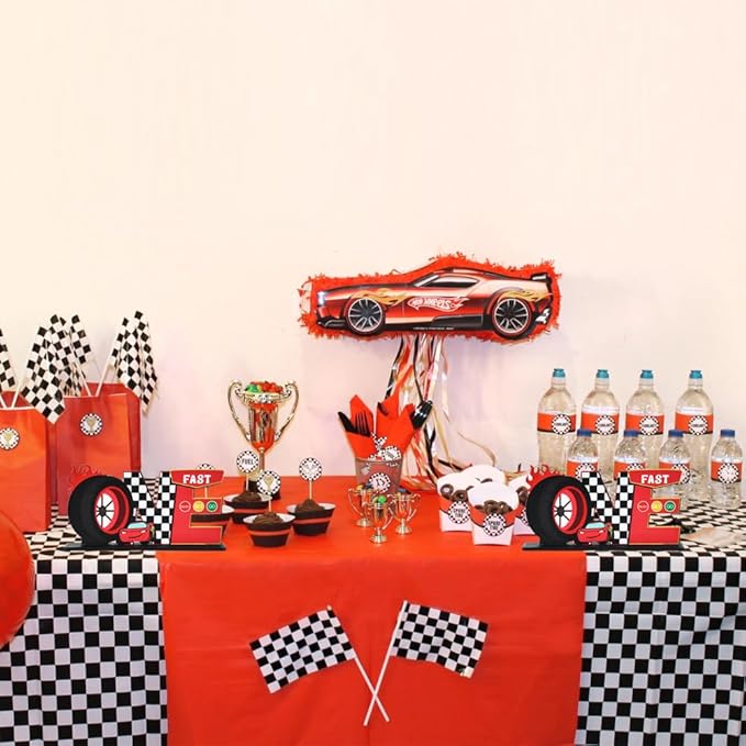 TONIFUL Race Car ONE Letter Sign Table Centerpieces Fast One Birthday Decorations for Boys,Cars 1st Birthday Decorations for One Year Old Birthday Favors Party Baby Shower Photo Booth Props(2 Set)