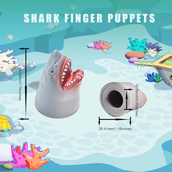 AQKILO Shark Finger Puppet Set, Ocean Animal Puppet Show Theater Props, Novelty Toys Weird Stuff Gifts,10 PCS