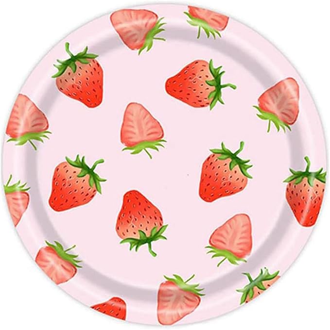 MaitianGuyou Strawberry Disposable Party Plates,40-Pack Dessert Plates for Birthday, Party, Retirement,Appetizer,Wedding Bridal Baby Shower(Strawberry 3#,7 Inch)