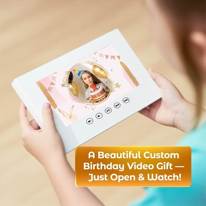 Birthday Video Card for Girls – Create a Slideshow from Photos – Fun Personalized Gift – 7” IPS Display, Rechargeable Battery, 512MB Memory, Emotional Keepsake