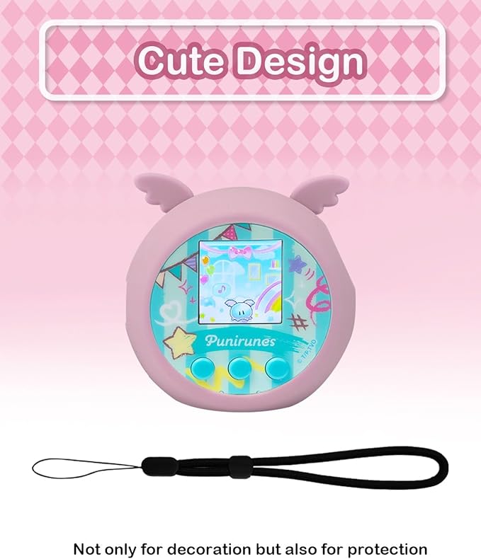 Silicone Case Compatible with Punirunes Interactive Digital Toy - Protective Sleeve with Lanyard (Case Only)-Pink