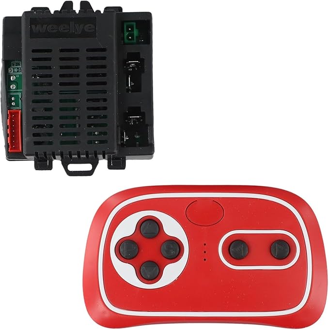 2.4G RC Remote Control Receiver 6V 12V 24V Electric Motor Controller Compatible for Children Electric Toy Car with Battery Installation Instructions(RX18 B 12V Full set red)