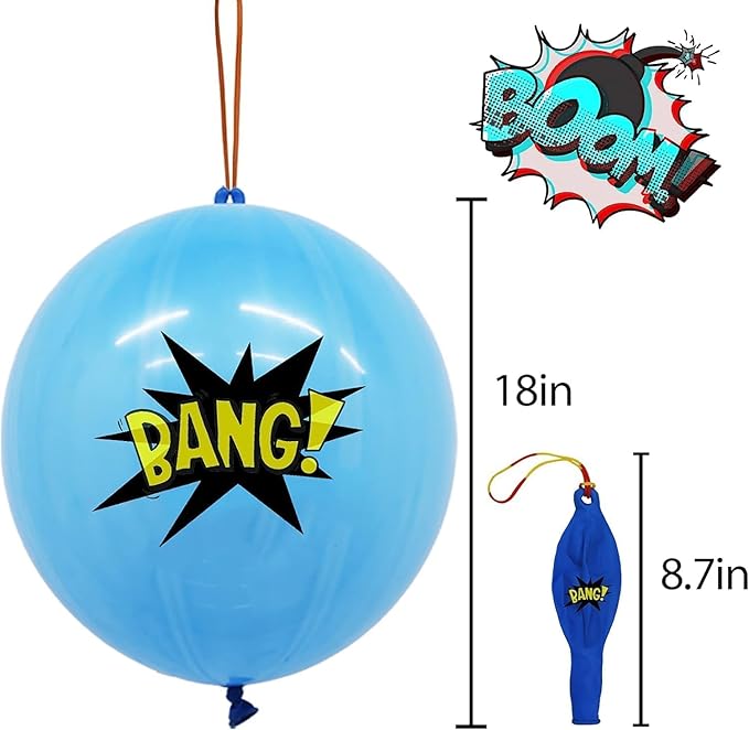 30Pack Hero Punch Balloons for Kids, Party Game Favor Supplies Decorations, Assorted Color Comic Hero Design Punch Balloons for School Classroom Game, Kids Hand Out