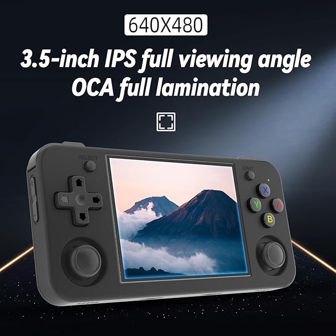 RG35XX H Retro Handheld Game Consoles rg35xxh Retro Gaming Console with 64 TF Card 3300mAh Battery Linux System 3.5-inch IPS Screen Cortex-A53 rg35xx h Portable Handheld Emulator(Black)