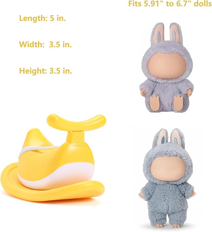 Miniature Furniture Accessories for Labubu 17cm Dolls, Swing Chair/Rocking Horse Compatible with 15cm/17cm Collectible Figures, No Doll (Rocking Horse)