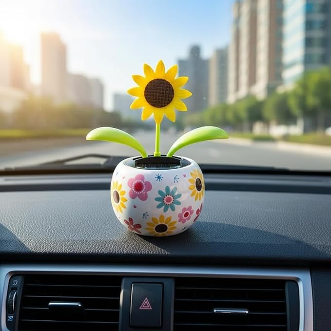 Solar Dancing Flowers Solar Powered Dancing Sunflower, Cute Solar Powered Dancing Swinging Flower, Swinging Solar Power Flip Flap Flower Decor for Car Home Desk,Learning and Education
