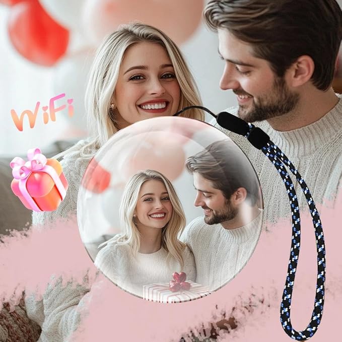 2.7" Crystal Ball, Video Play Electronic Ball, WiFi Connected Round 3D Orb Memory Balls Playing Videos and Pictures DIY Xmas New Year Gift 48GB for Anniversary Birthday Electronic Photo Albums(Black)