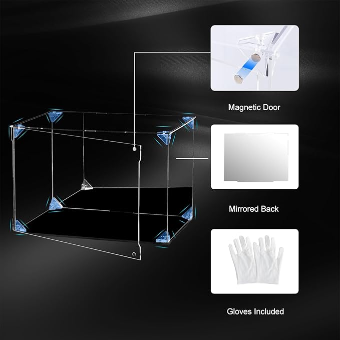 Acrylic Display Case for Collectibles Assemble Clear Football Display Case Box, Alternative Glass Case for Action Figures Lego Model Doll Toys Display (12x8x8 inch; 30x20x20 cm)