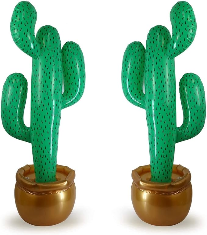 GiftExpress 2 Pack Inflatable 36" Cactus Prop Décor for Mexicano Fiesta Theme Party Decorations, Cinco De Mayo Prop, Hawaiian Pool Party, Desert Western Cowboy Theme Party (36" - 2 Pack)