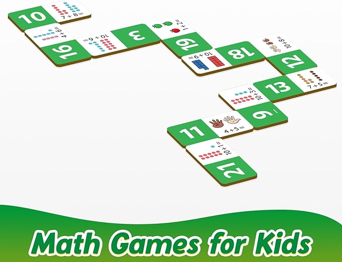 Addition Dominoes Set,Math Games for Kids,Math Manipulatives,Counting Toys,Learning Games,Preschool Learning Activities,Homeschool Supplies,Kindergarten Classroom Must Haves,1st 2nd 3rd Grade