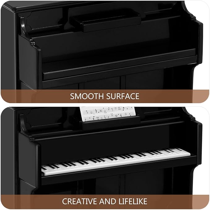 GLEAVI Mini Dollhouse Piano: Plastic Dollhouse Piano and Piano Stool Miniature Upright Piano for Doll House Decoration Accessories