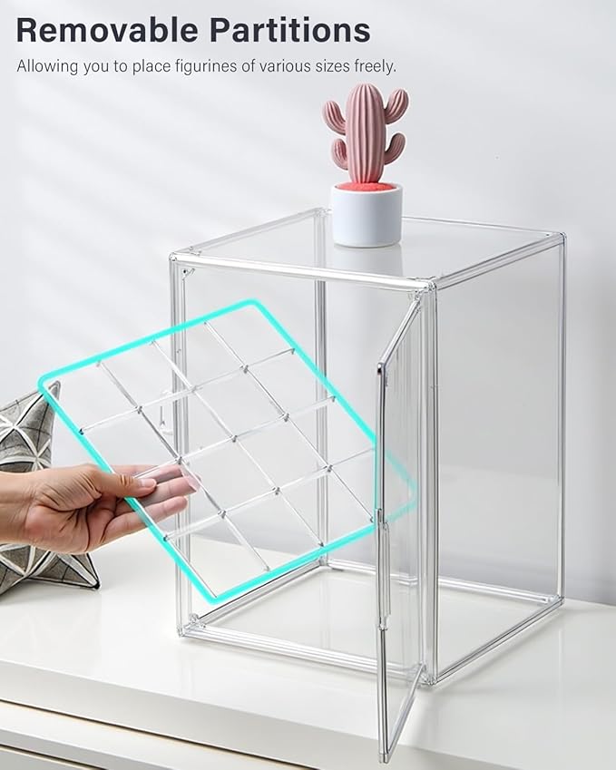 Clear Display Case Compatible with Labubu POP MART, Acrylic Clear Display Box Shelf for POP MART Labubu Doll 2 Tier with Magnetic Lids Figure Display Case for Collectibles(XL-1Pack-2Tier)