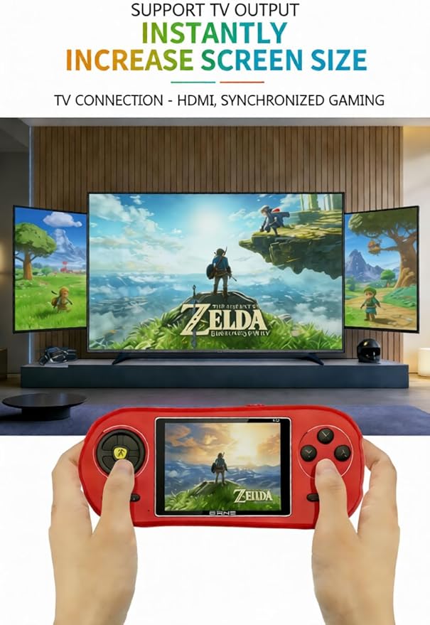 Handheld Game Console Preloaded 300 Retro Video Games,Portable Gaming System Rechargeable Battery 3.0" IPS Screen, Mini Arcade Electronic Toy Birthday Present Gifts for Family Friend