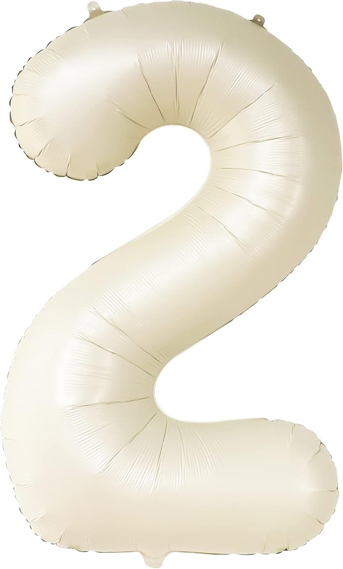 KatchOn Cream White Number 2 Balloon - 40 Inch, 2nd Birthday Party Decoration, Reusable, Unisex