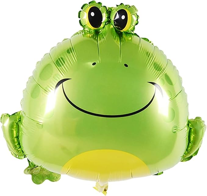 4PCS Large Green Frog Mylar Foil Balloons for Animal Themed Birthday Party Decoration Supplies