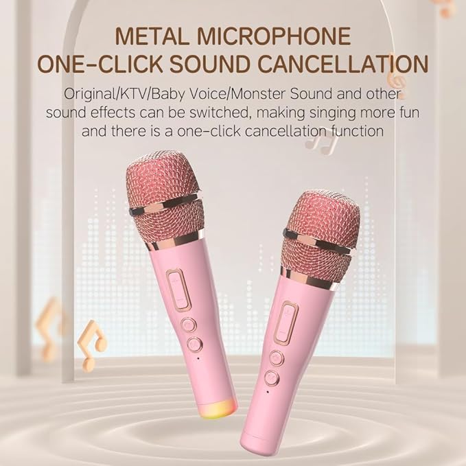 Cyboris Karaoke Machine for Kids Adults, 15W Mini Handheld Bluetooth Karaoke Speaker &2 Wireless Microphone& Lights,9H Playtime,AUX&TF-Card Input,Bluetooth 5.3, Birthday Gifts for Girls Boys(Purple)