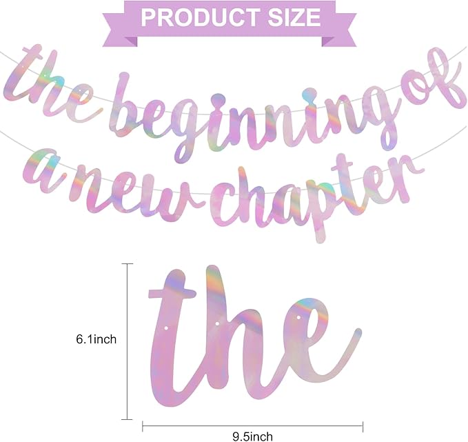BEISHIDA Double-Sided Rainbow Pink The Beginning of A New Chapter Banner,Farewell Book Themed Housewarming Party Congratulations Decorations,Going away party Retirement Garland,Graduation Sign 2026 Banner