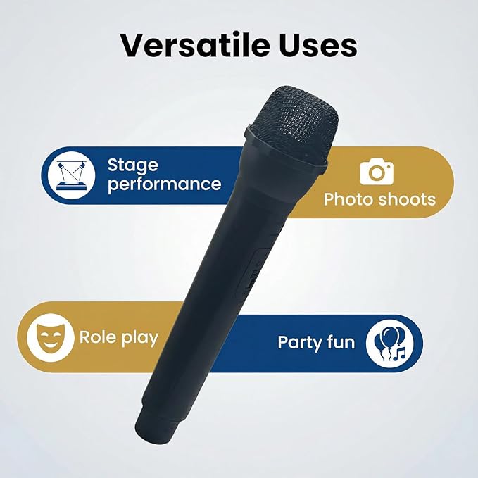 Microphone Pretend Play Toy,1:1 Realistic Simulation Mic Prop for Role Playing, Host Practice and Pretend Singing (Non-Functional, 23cm, Black)