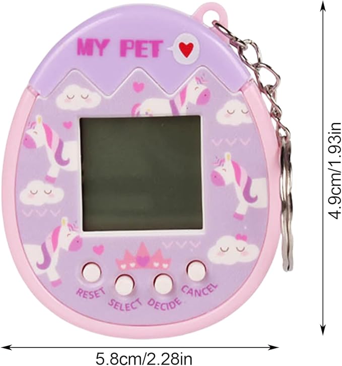 Digital Pet, Digital Pets for Kids, Electronic Pet Game Machine with Keychain, Virtual Pet for Girls, Boys (Purple)