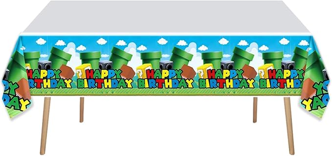 Super Bros Party Tableware, 20 Plates and 20 Napkins and Tablecloth71 '' x 42 ''Super Bros Birthday Party Decorate Supplies