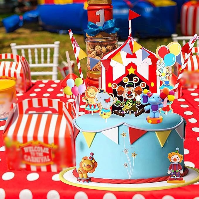 Circus Cake Toppers Carnival Cupcake Toppers Circus Birthday Cake Decorations Carnival Birthday Party Supplies Circus Baby Shower Decoration