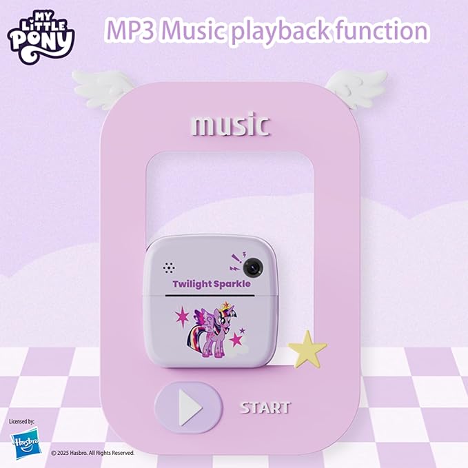 My Little Pony Rainbow Series Children Print Camera, Toddler Camera Toy, Kids Camera Instant Print, MLP Gifts for Childern Age 6-12,Twilight Sparkle