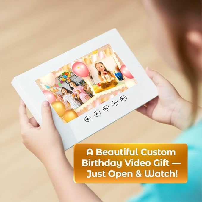 Custom Slideshow Birthday Card for Girls – Upload Photos – Personal Video Gift for Kids – 7” LCD Digital Screen, 4GB, Rechargeable, Full Color Video Album