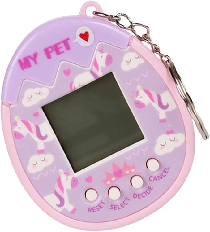 Digital Pet Keychain - Giga Pets Electronic Virtual Pet Toy, Durable PP with Stress-Relief Design, Social Skills Development for Kids, Teens & Adults (Birthday Gift) ﻿ (Purple)