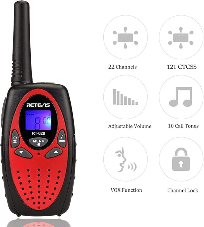 Retevis RT628 Walkie Talkies for Kids,Kids Gifts for Aged 6-12 Bundle with RT45 Long Range 2 Way Radio,NOAA Flashlight with AA NIMH Battery for Family Outdoor Camping Trip Hiking (4 Pack)