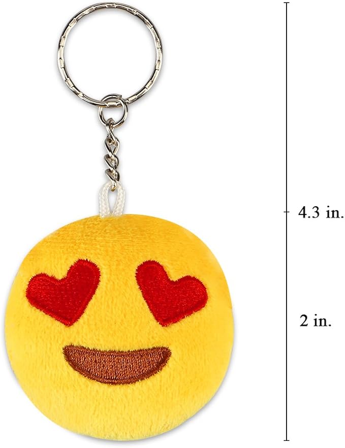 Dreampark Emoticon Party Favors, Emoticon Keychain 100 Pack Mini Plush Carnival Prizes for Kids Birthday Party Supplies Treasure Box School Prize Valentine Day Gifts for Kids Classroom Bulk Toy