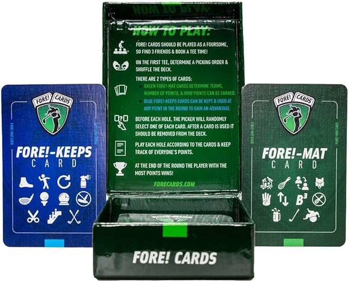 Fore Cards On Course Golf Game – Interactive Golf Card Game for Fun, Strategy & Competition – Mix Classic & Unique Formats – Fore Cards Golf Games and a Gift for Golfers of All Levels