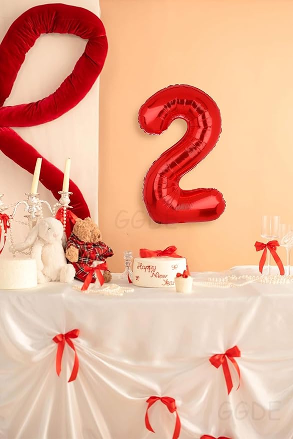 40 Inch 2 Red Number Balloons Mylar Foil Helium Digital Balloons Baby Shower 2st Birthday Party Decor Supplies