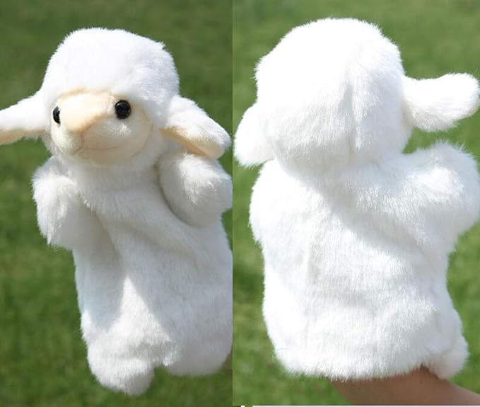 Sheep Hand Puppets Lamb Plush Animal Toys for Imaginative Pretend Play Storytelling White