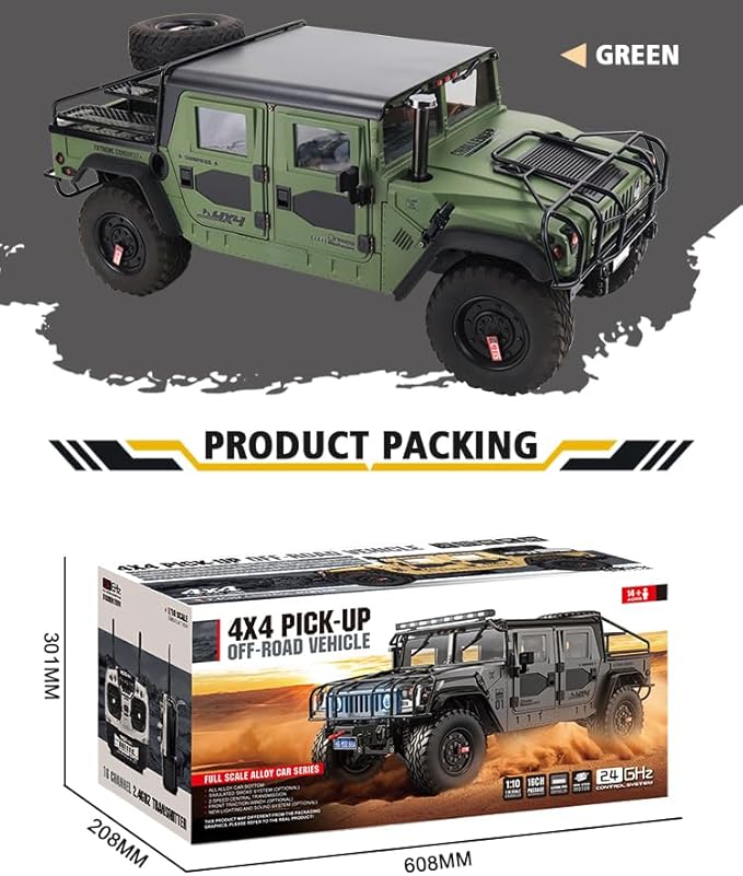 wheelfun HG 4x4 P415A RC Off-Road Vehicles for 1/10 Pick-up Remote Control Cars Motor Servo ESC Hobby Grade Model(Green)