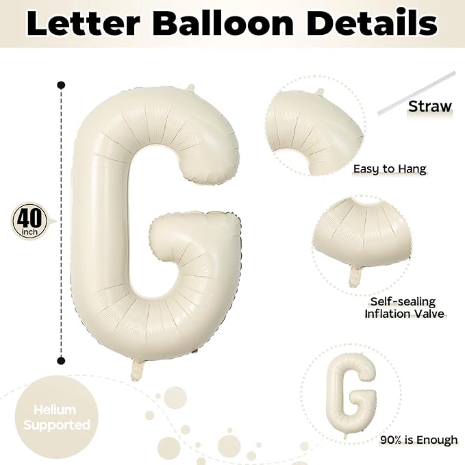 40 Inch Beige Big Bro Balloons Letter, Large Cream White Sand Big Bro Foil Balloon, Neutral Ivory Alphabet Mylar Balloon for Kid Newborn Boy Announcement Gender Reveal Baby Shower Party Decorations