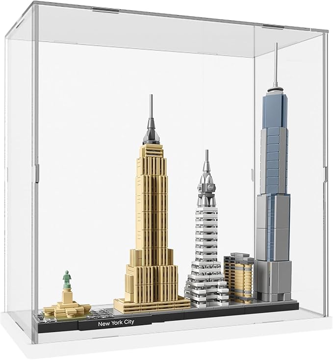 Acrylic Display Case Clear Display Box for Lego New York City Model Kit 21028, Lego Architecture Paris Model 21044, Assemble Showcase Dustproof Collectibles Storage Acrylic Boxes (11.8x5.9x11.8 inch)