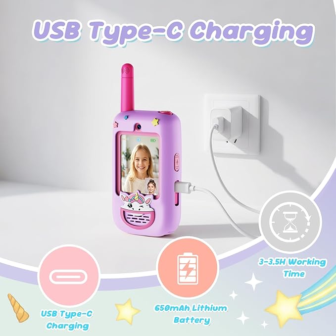 Video Walkie Talkies for Kids, 2 Pack Walkie Talkies with HD Camera, Long Range Two Way Radio with 4 Voice Effects, Christmas Birthday Gifts for Boys Girls 3 4 5 6 7 8 9 Year Olds