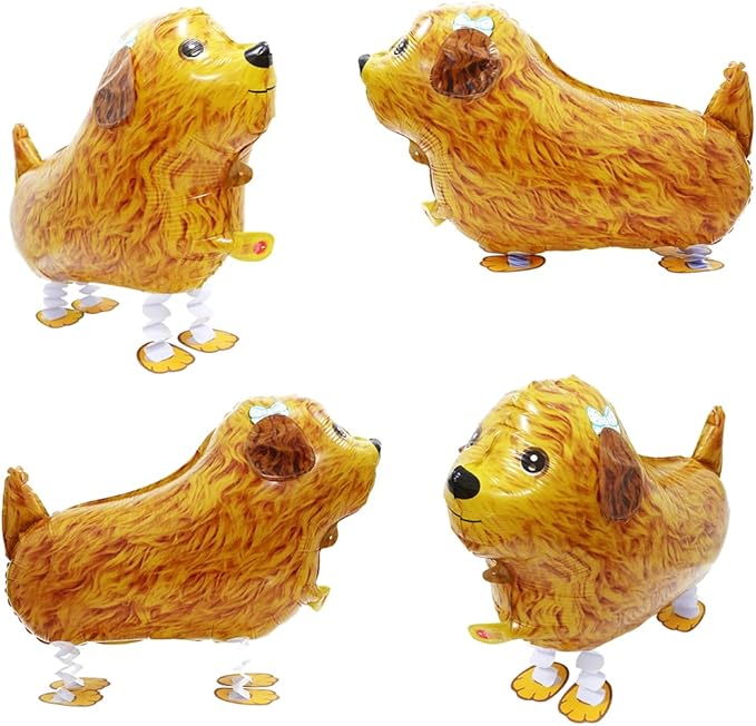 Walk Animal Puppy Poodle Balloon Shaggy Dog Balloon Pet Party Supplies, 4 Pack Cute Air Walking Poodle Dog Balloons Walker Doggy Party Decoration for Kids Gift Birthday Party Decor