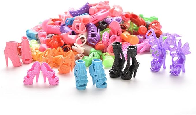 50Pairs Doll Shoes Replacement Different Assorted Colors Doll Flat Shoes High Heel Shoes Doll Boots Set Replacement for 11.5 inch Doll (Doll Shoes)
