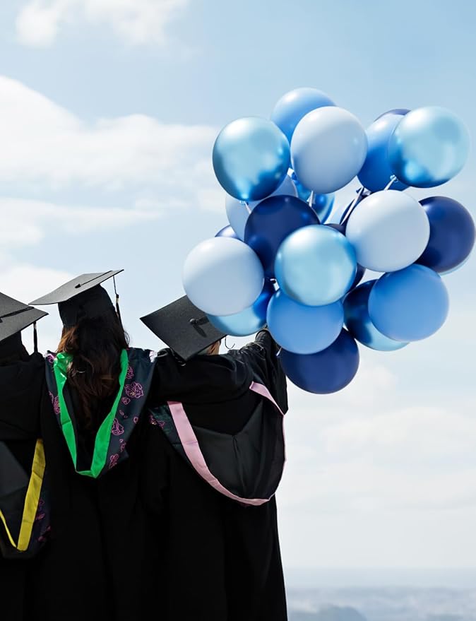 Blue Balloons Set, 60Pcs 12In Graduation Balloons, Metallic Navy Light Blue Balloon, for Boys Birthday, Graduation Decoration 2025, Baby Shower, Wedding, Ocean Theme Party Supplies