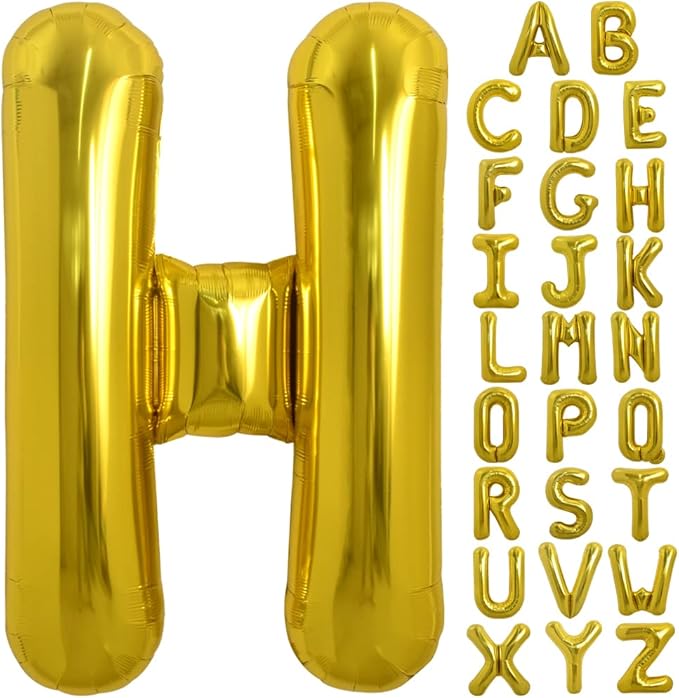 TONIFUL 40 Inch Large Gold Letter H Balloons, Foil Mylar Big Balloons for Birthday Party Anniversary Supplies Decorations