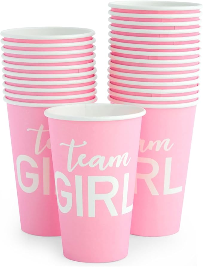 Paper Party Cups, Gender Reveal Party Supplies (12 oz, Pink and Blue, 50-Pack)