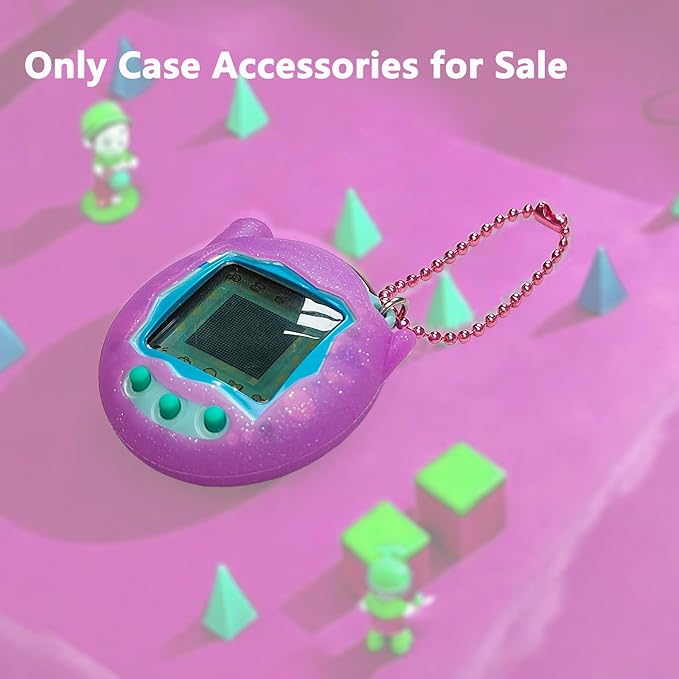JCHPINE Silicone Cover Case for Tamagotchi Connection Virtual Reality Pet, Screen Protector for Tamagotchi Connection Electronic Pet Accessories (Silicone Case and Screen Film) (Purple)